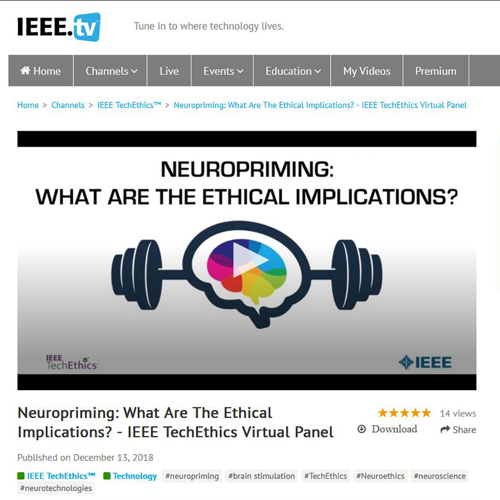 Screenshot from the IEEE website for the Neuropriming session